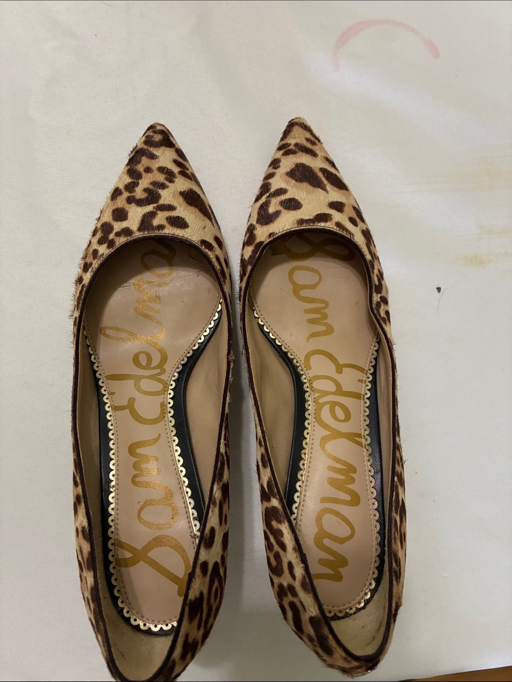 Sam Edelman Leopard-Print Pointed kitty heel in Tan and Brown